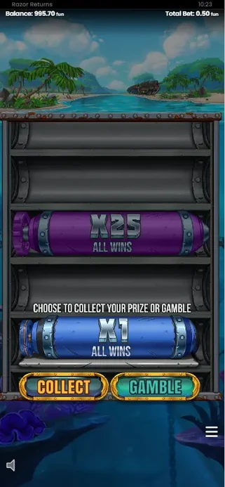 Freispiele von Razor Shark 2 mobil mit sichtbarem Gesamtmultiplikator