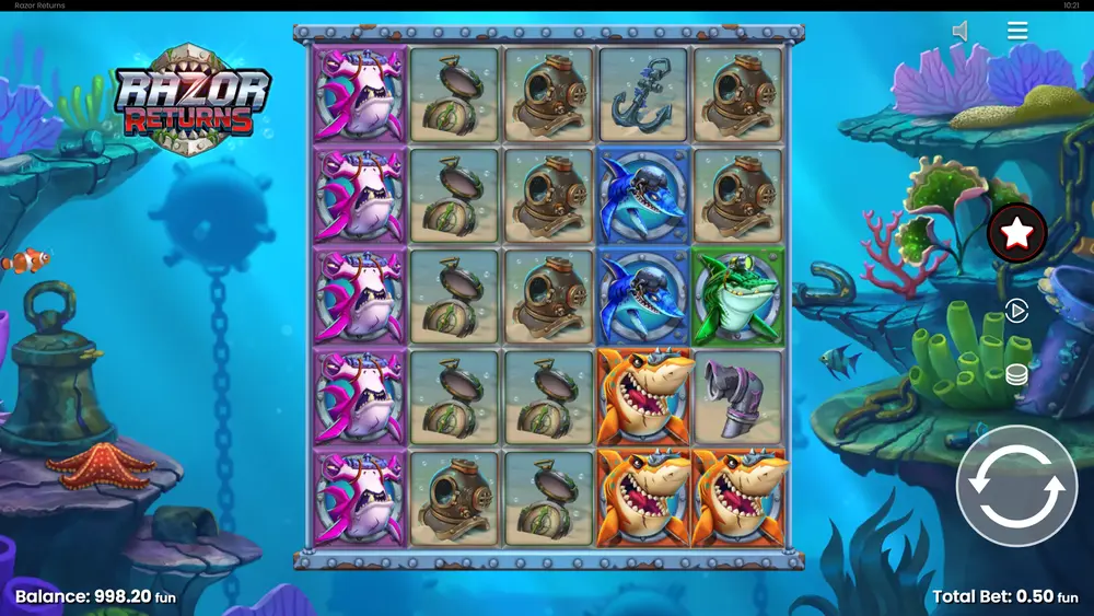 Razor Shark 2 Freispiele – Gesamtmultiplikator 8x auf Walzen 2 und 4