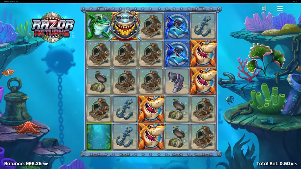 Razor Shark 2 Gamble-Rad nach Torpedo-Trigger – Freispielpreis-Segmente sichtbar